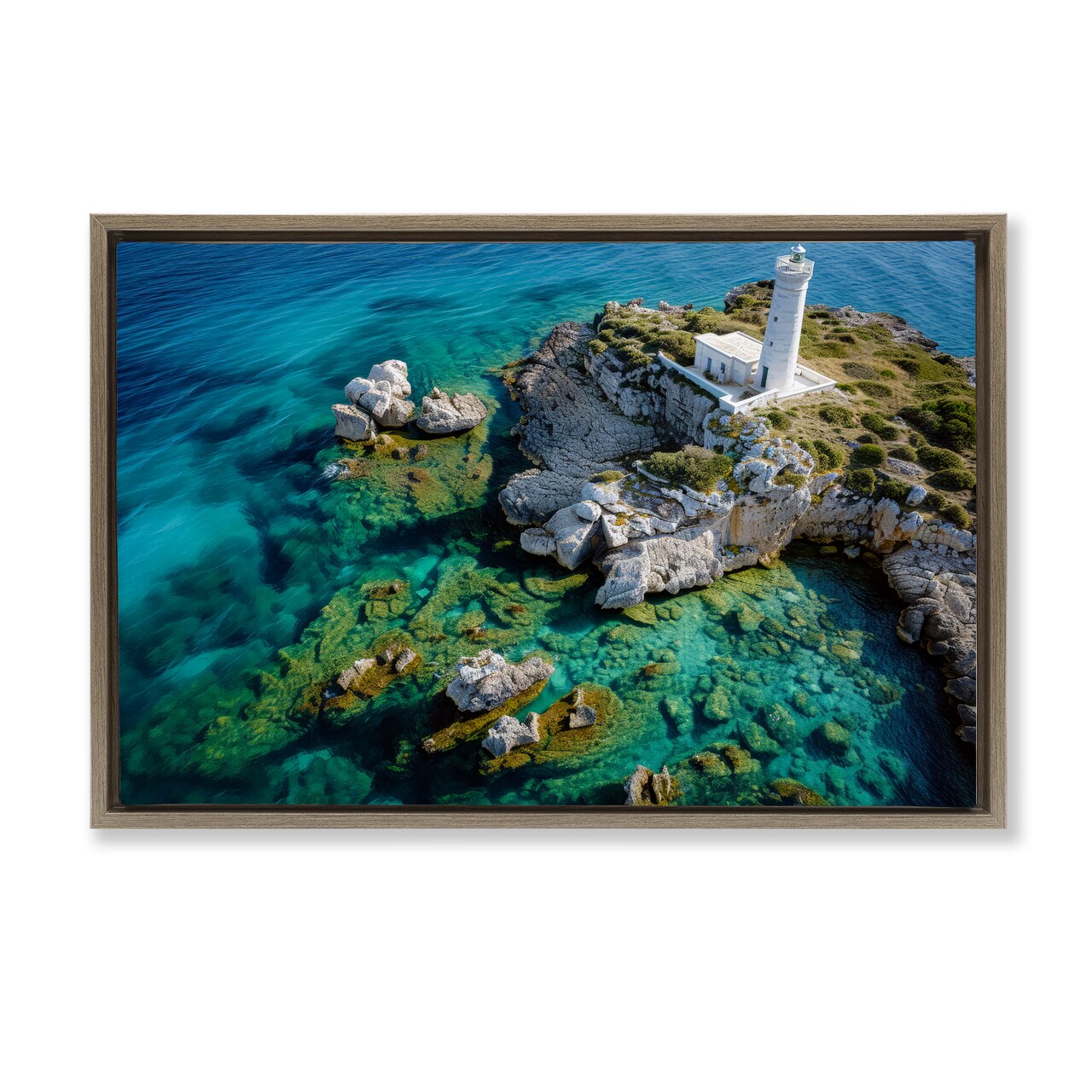 Stupell Industries Lighthouse with Seaside Rocks Floating Frame, design by Don Schwartz